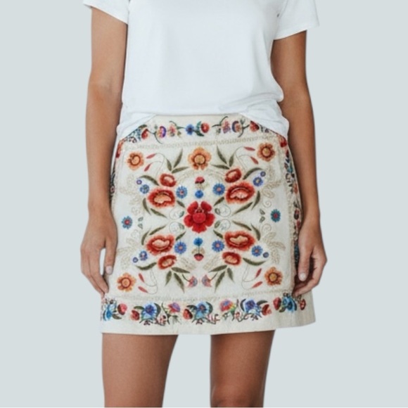 Umgee Dresses & Skirts - Women’s Mini Vintage Skirt with Floral Embroidered design Size Small